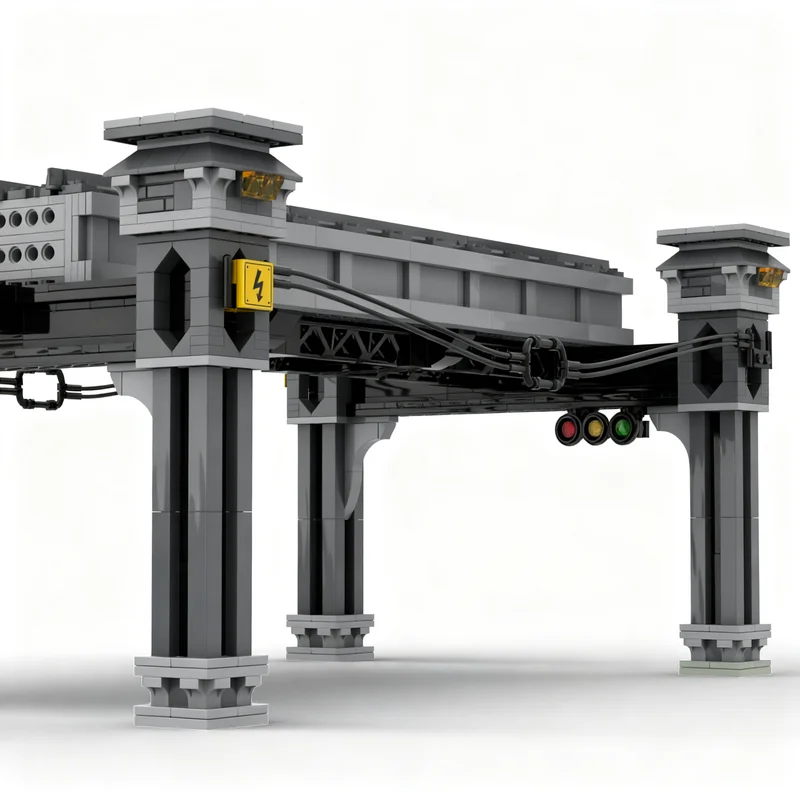1017pcs MOC Modular Gotham Elevated Subway Line - Straight Section Super Heroes DC Bat Model Building Blocks Christmas Gift Toy