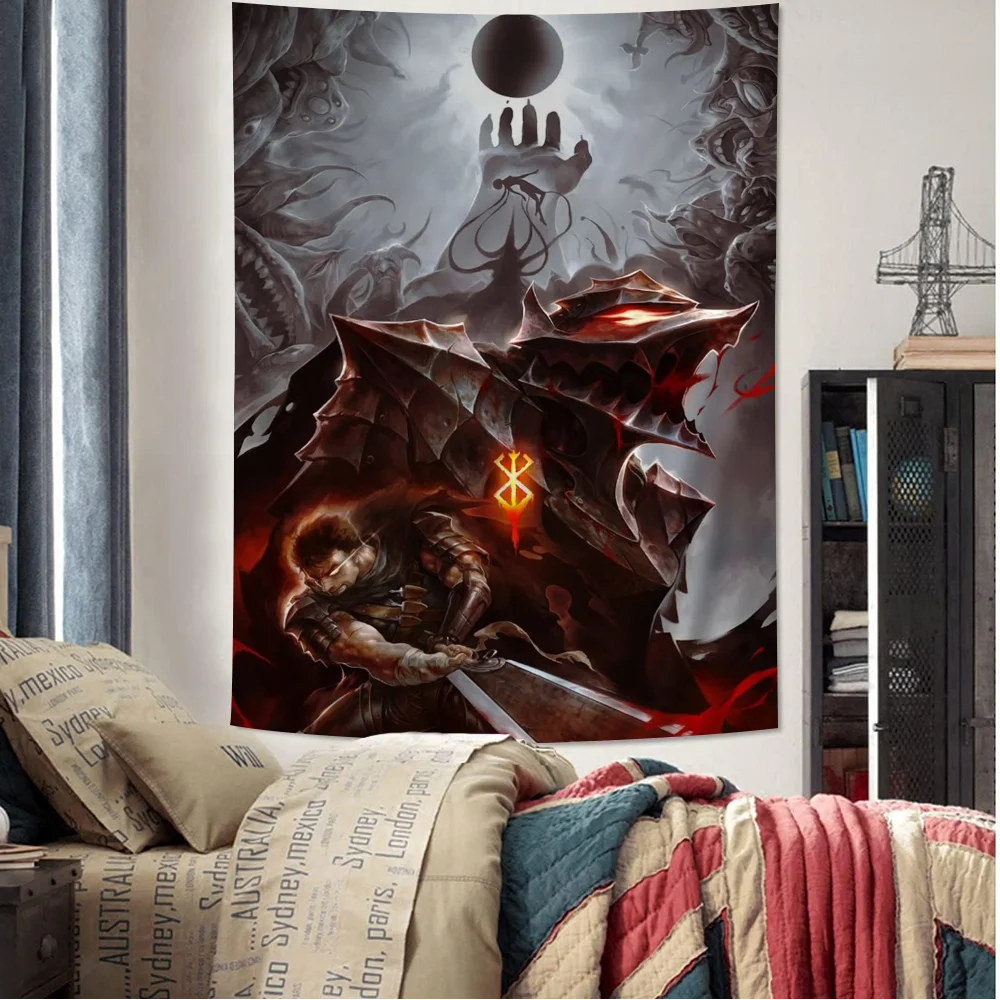 

Anime B-Berserk Printed Large Wall Tapestry Hanging Tarot Hippie Wall Rugs Dorm Cheap Hippie Wall Hanging