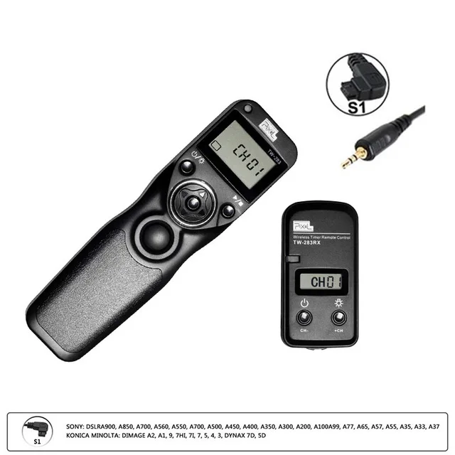 Pixel TW-283 Wireless Timer Remote Control Shutter Release (DC0 DC2 N3 E3 S1 S2) Cable for Canon Nikon  TW283