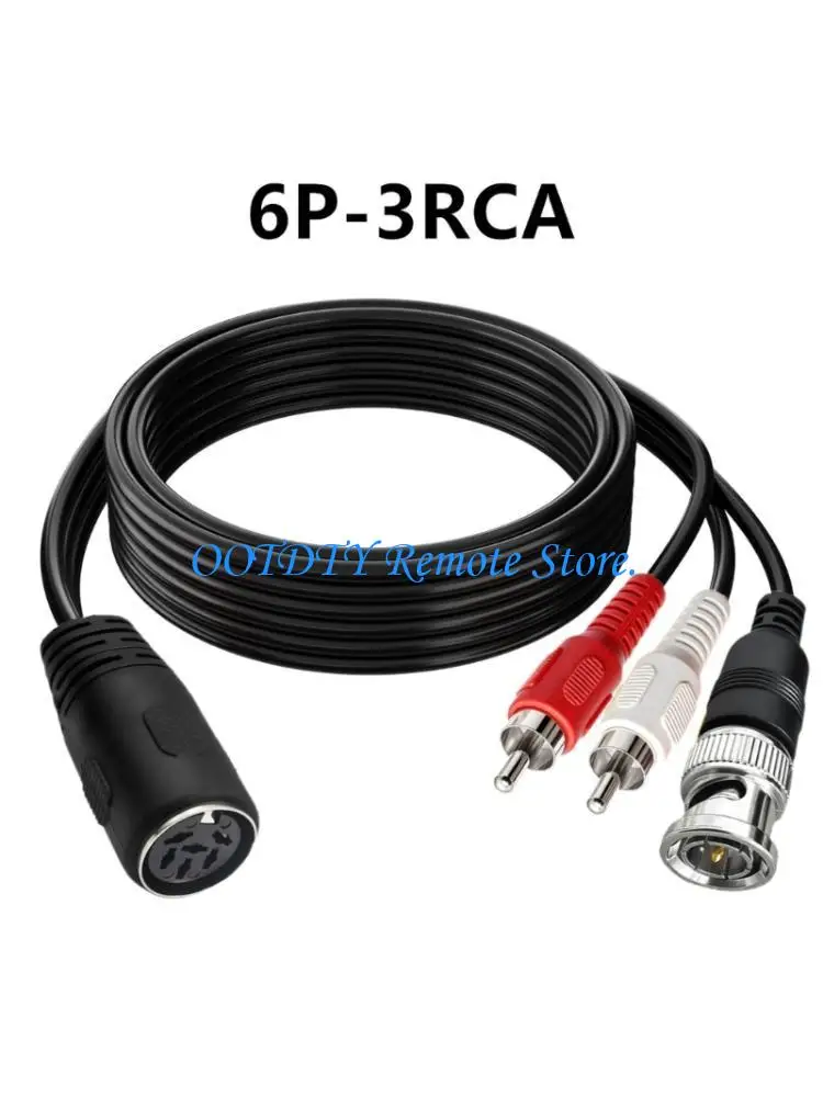 50cm DIN 6P Female to BNC and Red White Cord, PVC Link Wire with Molded Strain Relief and 1 to 3 Split Form for Older Units