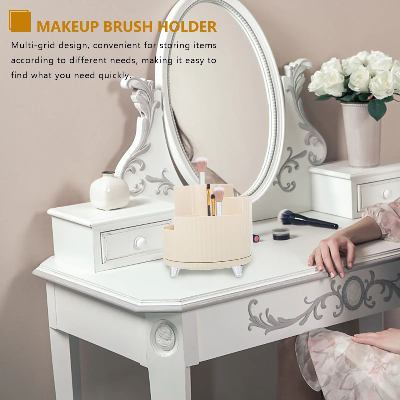 

Rotating Makeup Brush Holder 360 Degree Turn Brush Organizer Pen Container Desktop Makeup Vanity Storage Holder