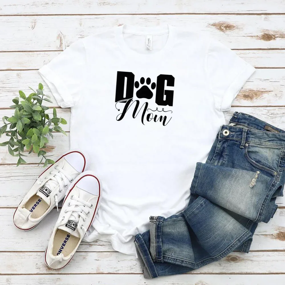 T Shirt Dog Mom's Women Clothes Letter Printed T-shirt Summer  Casual Comfortable Round Neck Top Mother's Day Gift