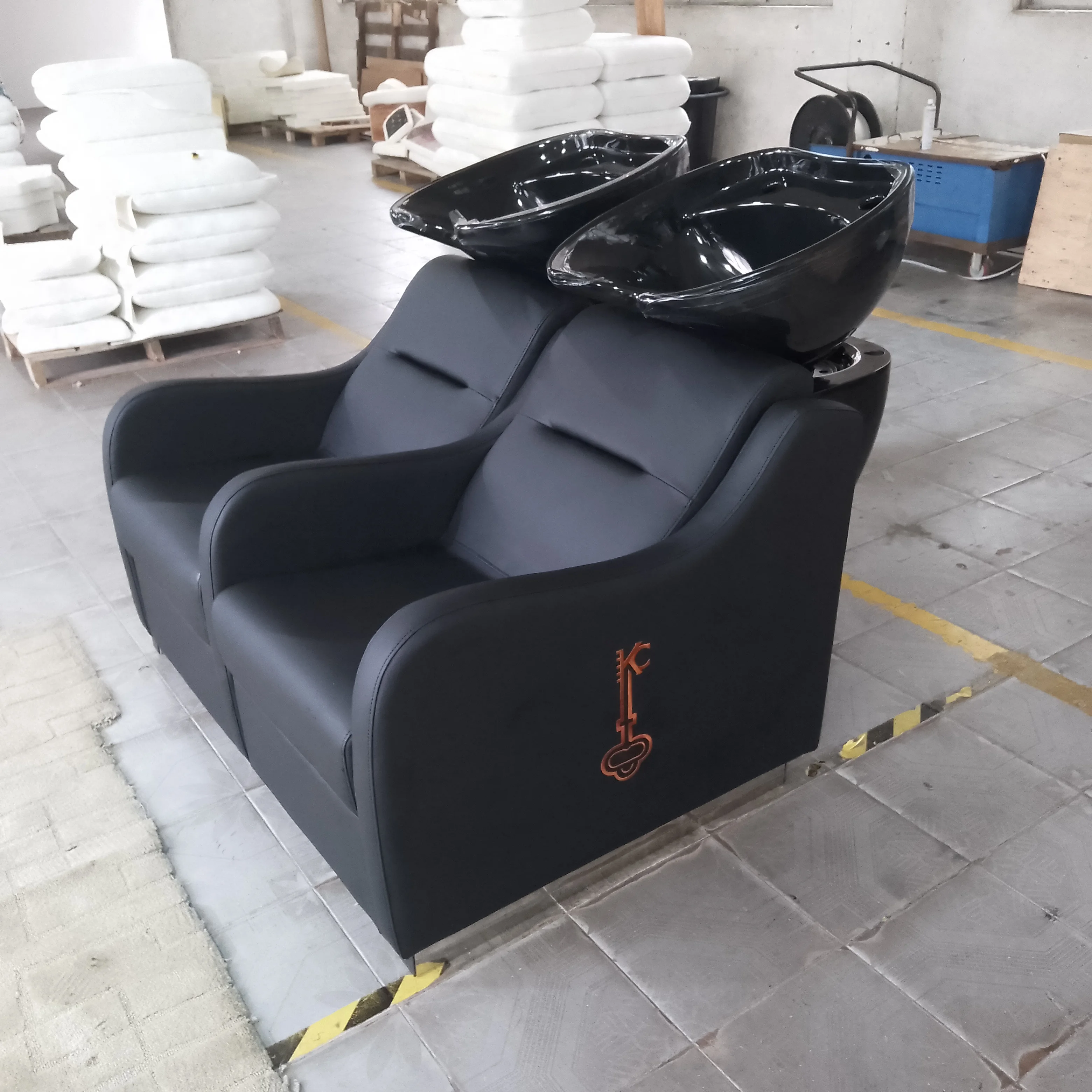 Hot Selling Double Seats Shampoo Chair with Sink Basin Shampoo Bowl and Chairs