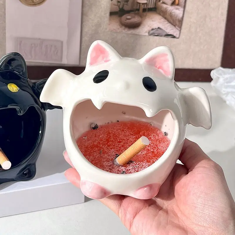 Halloween Bat Ceramics Ashtray Creative Cute Ghost Cartoon Candle Holder Ornaments Flower Pot Living Room Home Decoration