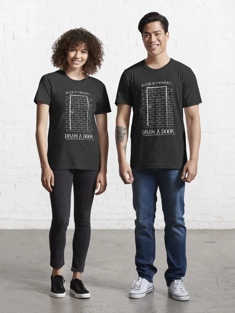 

Draw A Door - Sketchy Graphic Essential T-Shirt Casual O-Neck Tee Shirts Streetwear New Fashion Top Tees