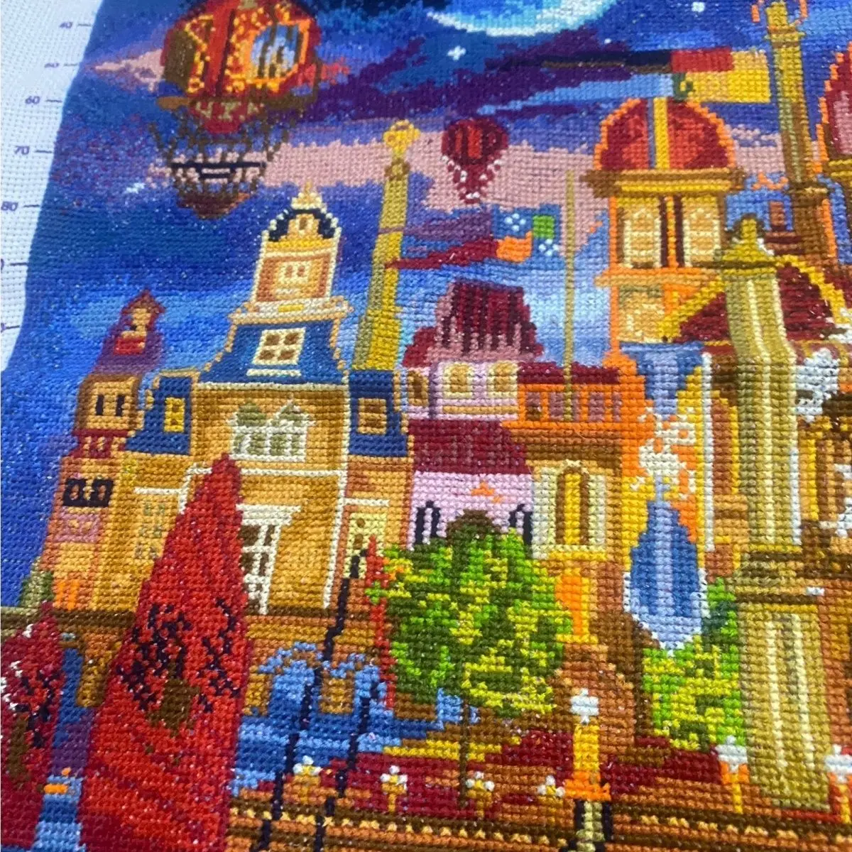 (Finished product) Pure handmade cross stitch finished product Dream Castle 55 * 75 cm