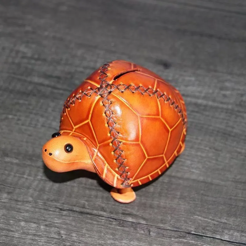 

Genuine leather Handmade Piggy Bank, Hand Sewn Cartoon Ornament, Cowhide Anti Drop And Durable Gifts