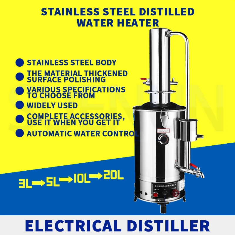 Machine à eau distillée électrique, équipement de Distillation, en acier inoxydable, contrôle automatique, Anti-brûlure sèche