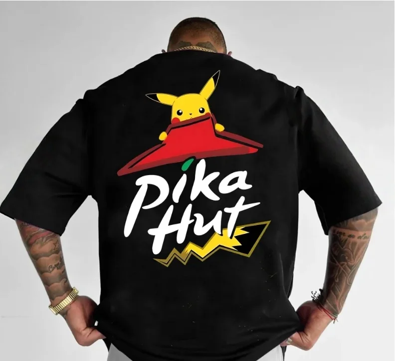 

Новая футболка унисекс 2026 года в японском уличном стиле с принтом Покемонов, из плотного хлопка, с эффектом спущенного плеча