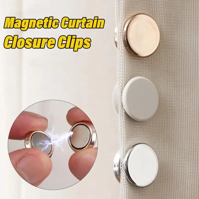 4PCS Curtain Magnetic Button Detachable Curtain Fix Fastener Clip Prevent Light Adjustment Window Screen Close Magnet Buckle