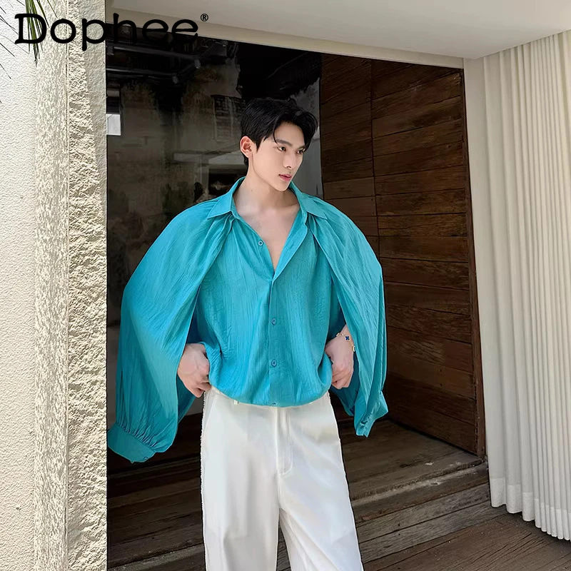 

Мужские модные топы двойного назначения, высококачественные рубашки, простой дизайн, мужские и женские солнцезащитные рубашки, однотонные шикарные топы с длинными рукавами