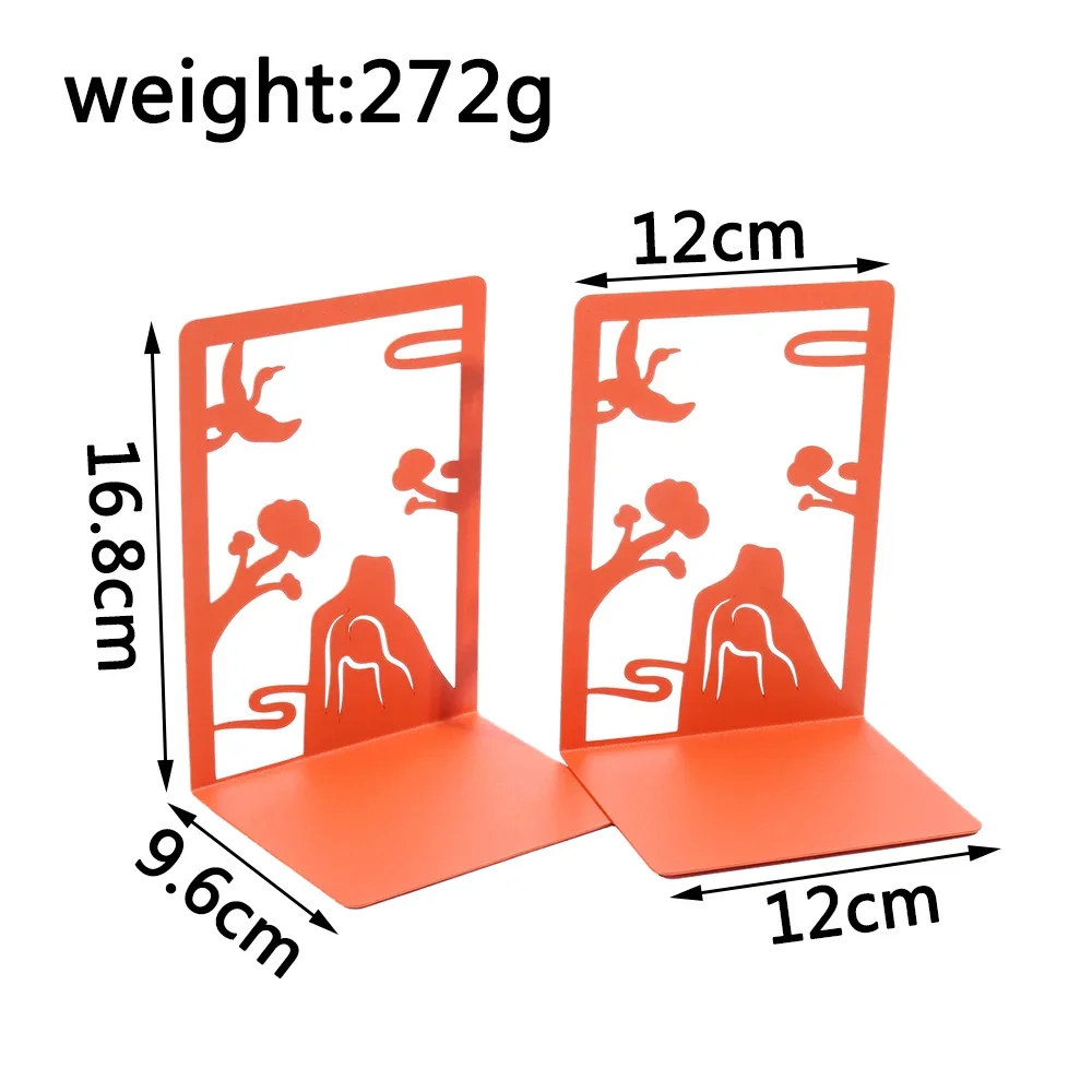 Chinese Style Tree Shadow Crane Metal Bookends Exquisite Office Desk Decorate Bookmark Stationery Study Book Support