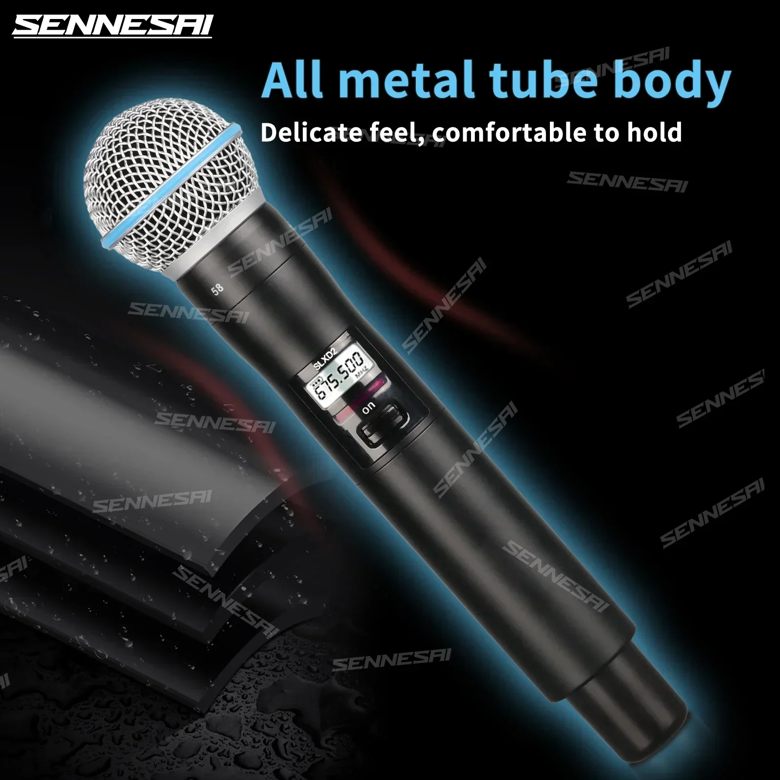 Top Quality！SLXD-4 B58 Professional Dual Wireless Microphone Stage Performance 2 Channels 600-699MHz UHF Karaoke Metal Handheld