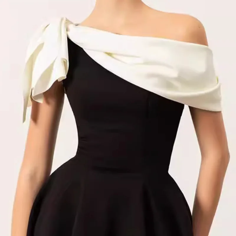 HKSH 夏の新しい女性のニッチデザインインファッション甘いスタイル不規則なハイエンドの気質クラシックパッチワークショートドレス HK5825