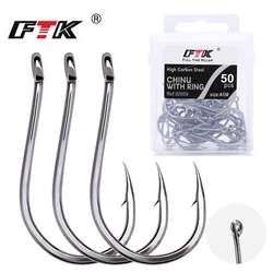 FTK CHINU amo da pesca con anello spinato 1/0 #-5/0 #50 pz 1 #-7 #100 pz pesca su roccia amo da pesca in mare nero amo da pesca in acciaio ad alto tenore di carbonio