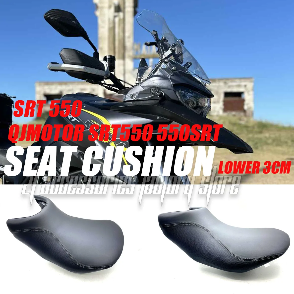 

Motorcycle Modified Lowered 30mm Seat Custom Retro Hump Saddle Pad Suitable for QJMotor SRT550 550SRT