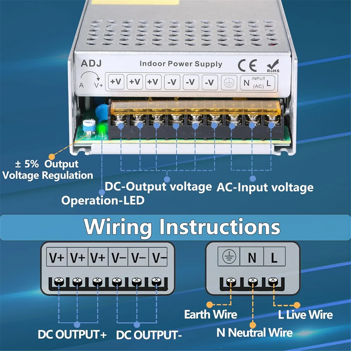 A002 DC 48V 12.5A 600W Power Supply Adapter 110V AC to 48V DC Converter Power Supply for Drive Sensor Lamp Meter Controller