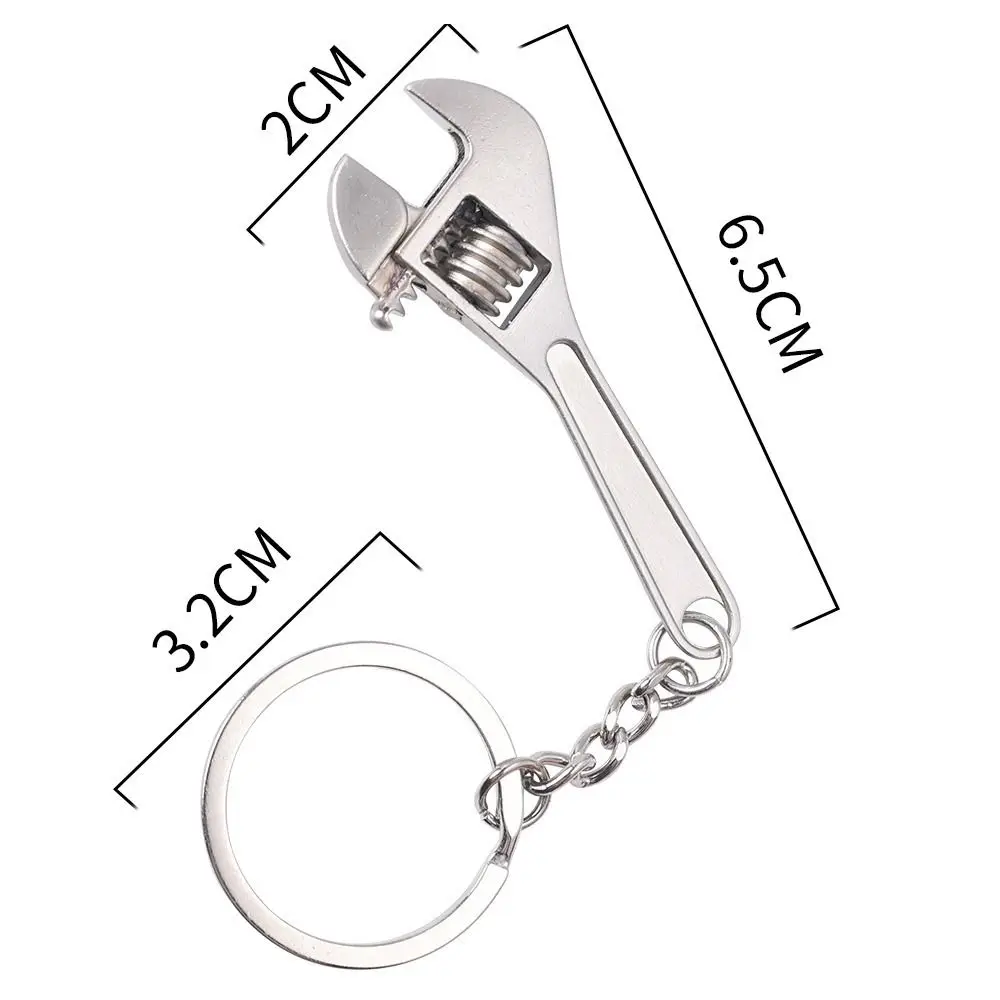1Pcs Men Special Gift Mini Wrench Keychain Hand Tool Metal Jaw Spanner Key Chain Open-end Portable Shifting Spanner Tool