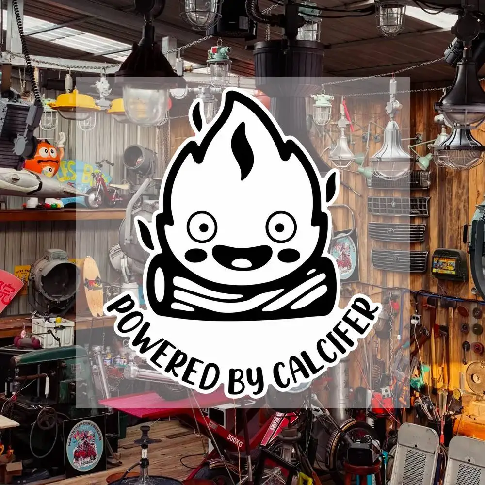 Powered by Calcifer Waterproof Vinyl Stickers for Car Motorcycle Bike Skateboard Laptop Bottle Phone