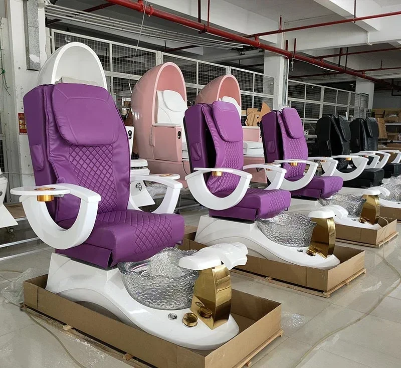 

New Design Luxury Shiatsu Massage Chair Popular Pink Pedicure Chairs Foot Spa Nail Chair Salon Furniture With Massage