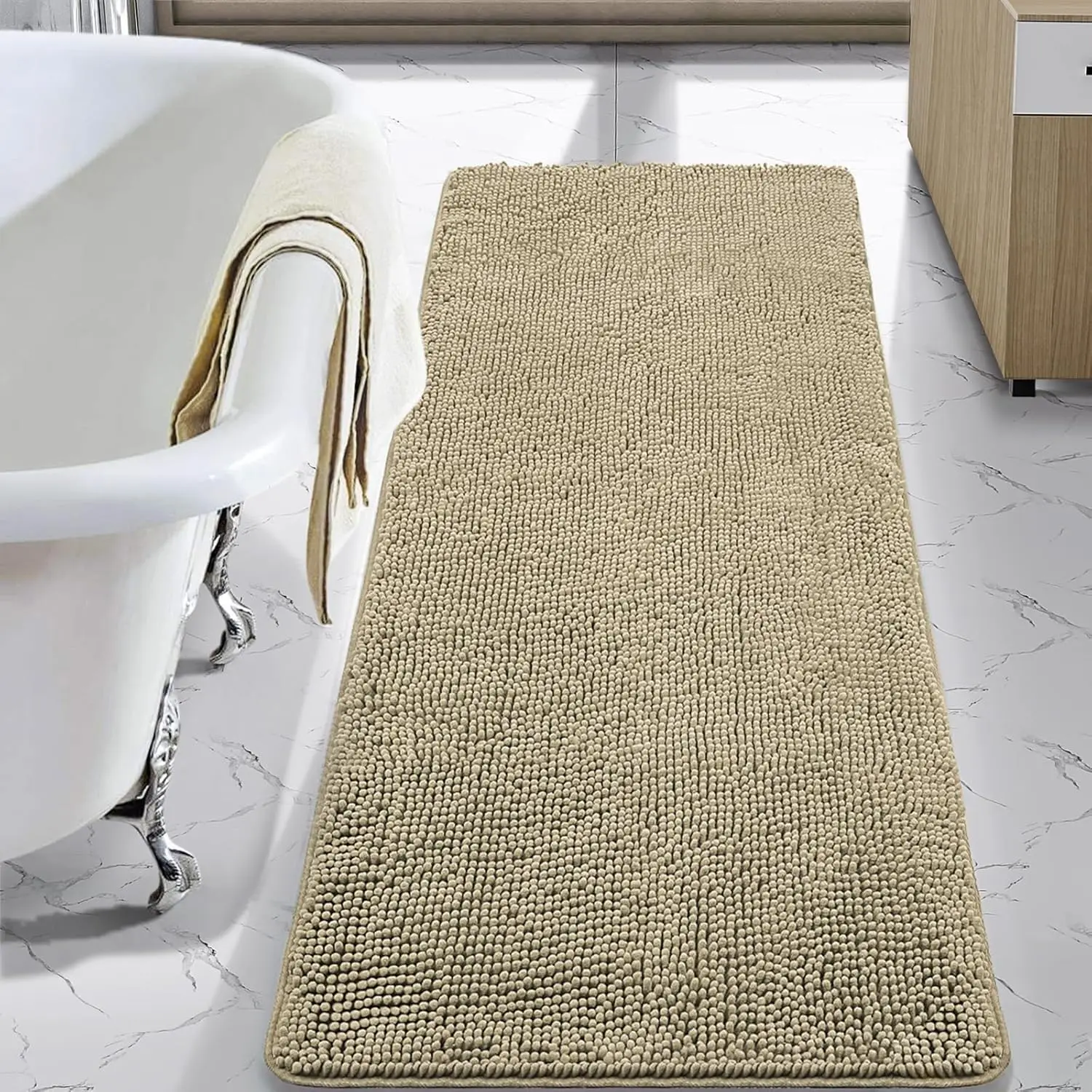 

Luxury Bathroom Rug Shaggy Bath Mat 24 x 60 Inch, Washable Non Slip Bath Rugs for Bathroom Shower, Soft Plush Chenille
