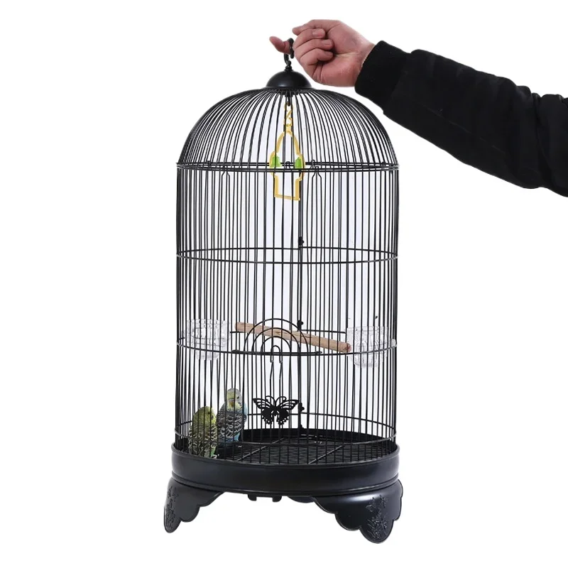 Parrot, tiger skin, mystic phoenix, peony, pearl bird cage, luxury villa round large metal bird cage