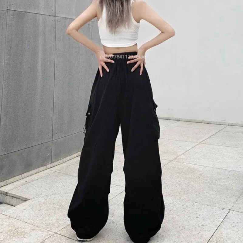 Street Dance Uniform, Solid Color Pants, Straight Leg Loose Retro Long Casual Pants, Women's Wide Leg Street Hip-hop Style