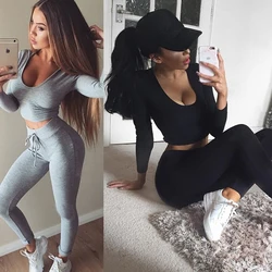 Y2k Two 2 Piece Set Women Suit Outfit Two Piece Set Crop Top Legging Sweatpants Set Crop Hoodie Set Female Pants Tracksuit