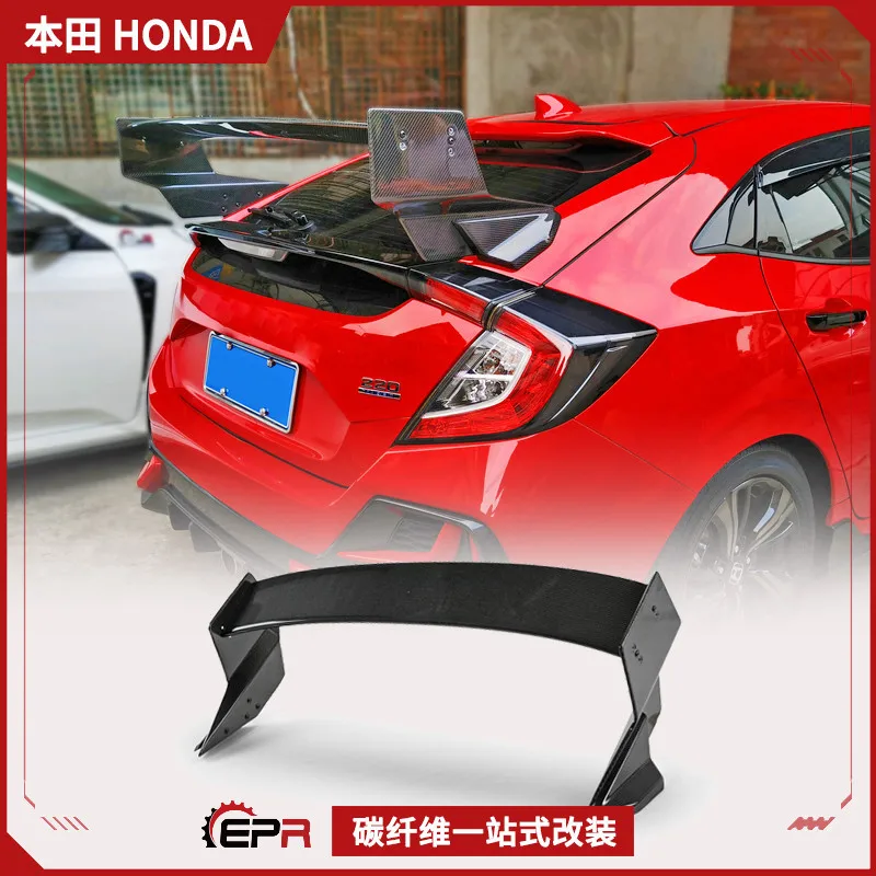 

Подходит для Honda двухавтомобиля Civic FK8 Type R, заднее крыло из углеродного волокна, модифицированный бесконечный спойлер Mugen, фиксированное ветровое крыло