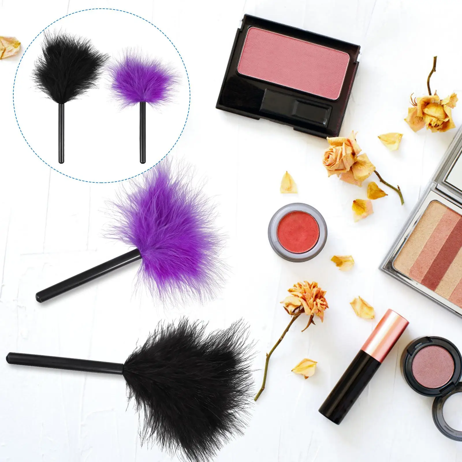 

2 Pcs Powder Mini Applicator Make Press Blush Brush for Face
