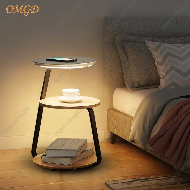 

OMGD Floor Lamp Living Room Sofa Bedroom Wireless Charging Creative Shelf Design Bedside Table Lamp In One Furniture News