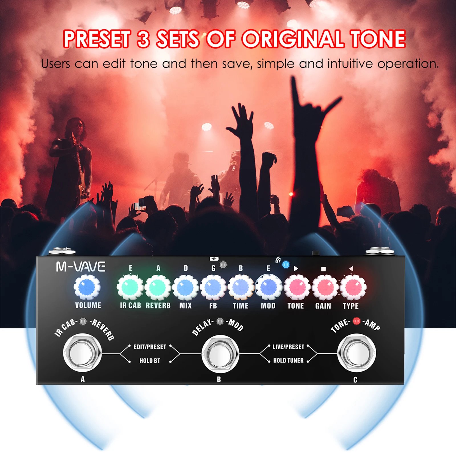 

M-VAVE CUBE BABY Electric Guitar Combined Effect Pedal with Wireless Music Playback Phone Recording Audio Bass Guitar Effects