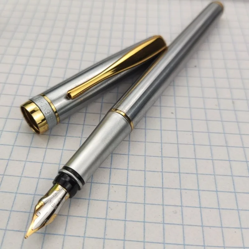 

Wenrong письменная полностью металлическая + перьевая ручка из нержавеющей стали F 0,5 мм ручки с наконечником в стиле ретро сжимаемые чернила поглощение школьные принадлежности канцелярские принадлежности