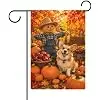 Autumn Scarecrow Harvest Garden Flag Thanksgiving 28x40 Inch Happy Fall Corgi Dog Flag Double Sided Outdoor Autumn Yard Bann llz