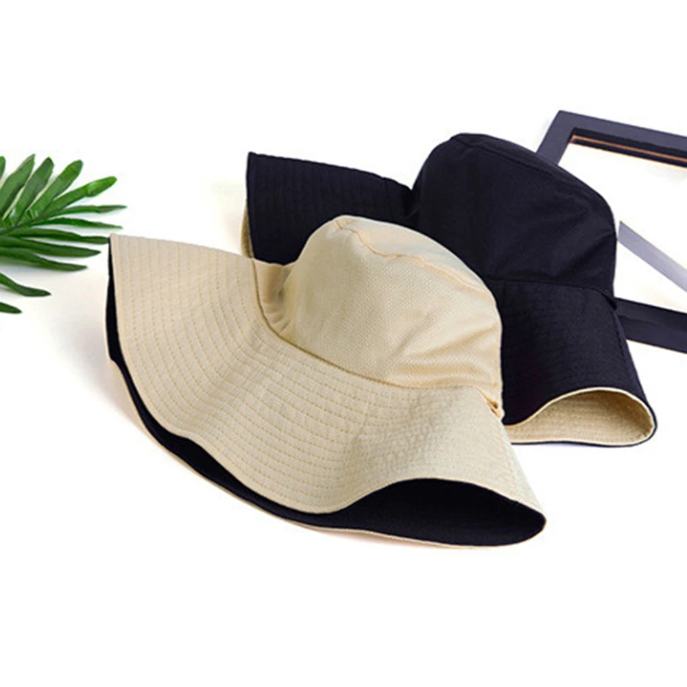 

Reversible Bucket Hat Wide Brim Sun Protection Beach Hat Beige Lightweight Breathable Outdoor Cap Fishing Gardening Camping