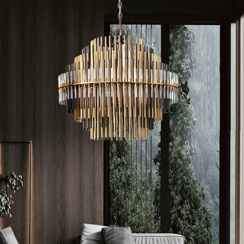 تصميم عصري فاخر وبسيط ثريات السقف تصميم زجاجي ذهبي أسود ديكور داخلي للفيلا مطعم أوروبي قابل للتعتيم