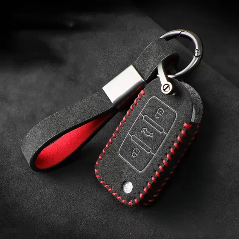 

For Volkswagen Top Suede Car Key Case Sagitar Bora Golf Magotan Jetta LaVida Passat Tiguan Key Bag Protection Shell Cover