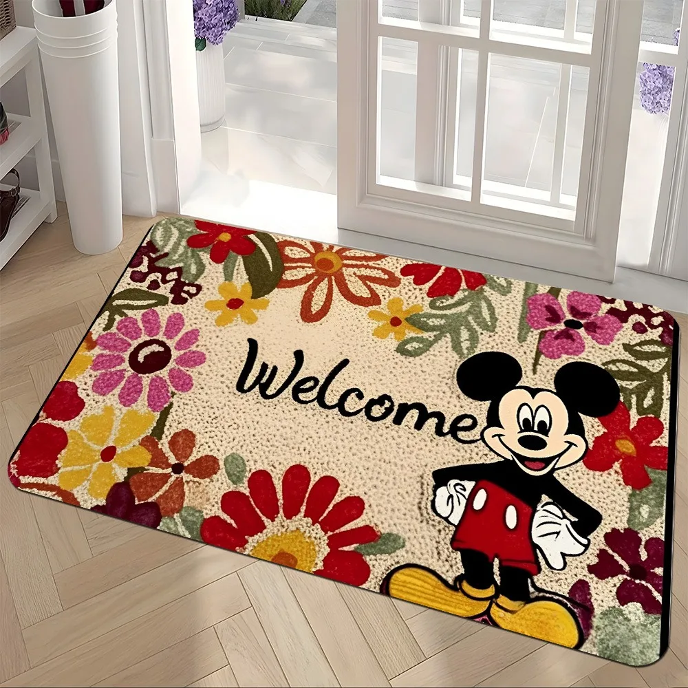 

Mickey's Floral Welcome Doormat,Soft, absorbent and non-slip, bathroom room mats, yoga mats, home decoration