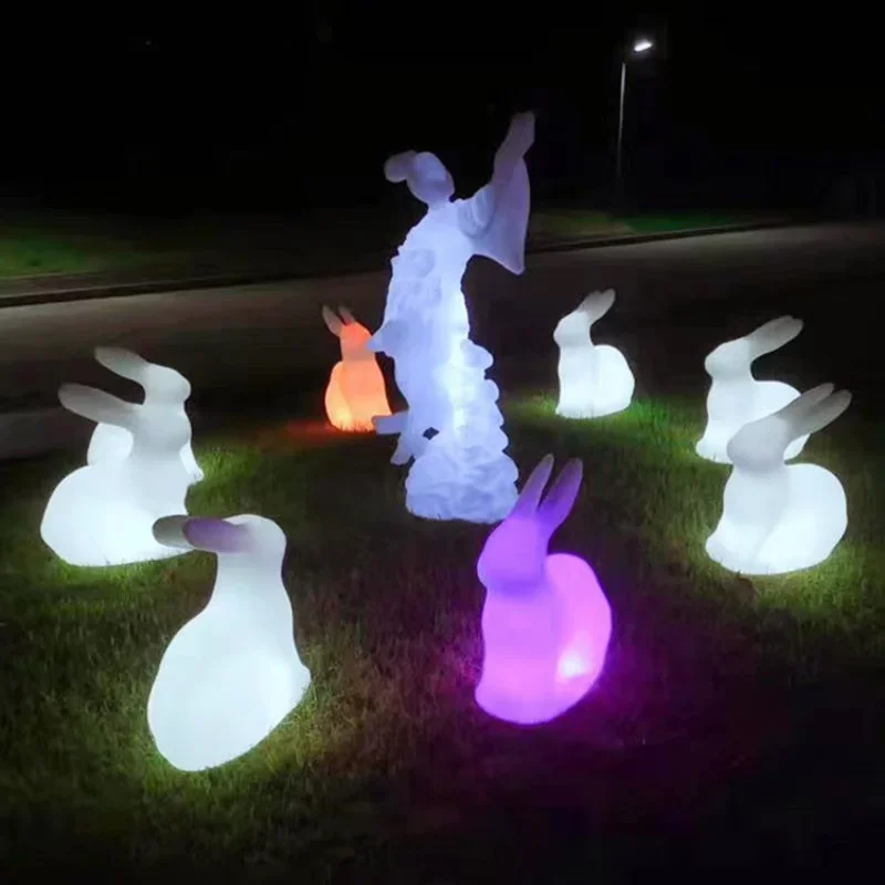 Outdoor Luminous Rabbit Lights Lawn Decoration Lighting Lights Mid-Autumn Festival Lights Set Props Lights 16 Color Dimming LED