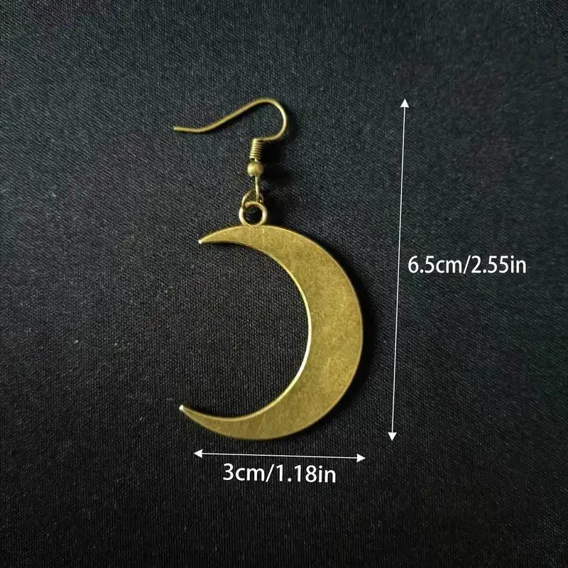 Vintage Gothic Crescent Moon Dangle Earrings Non-fading Retro Drop Earrings for Women Party Festival Jewelry Present