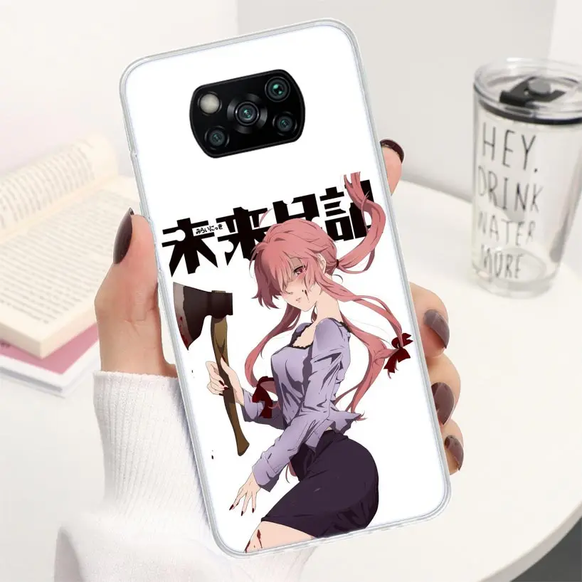 Mirai Nikki Gasai Yuno Anime Coque Phone Case For Xiaomi Poco X7 X6 X5 X3 Nfc X4 Gt F6 F5 Pro F4 F3 F2 F1 M5s M4 M3 5G Soft Cove