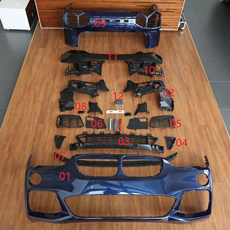 Car Body kit Front and Rear bumper surrounded front grille Side skirt Wheel fender for BMW X1 Modified MT