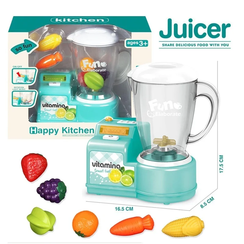 Vitamina Juicer Toy Simulation Pretend Play Kitchen Appliance Educational Toy With Fake Fruits Vegetables For Boys Girls