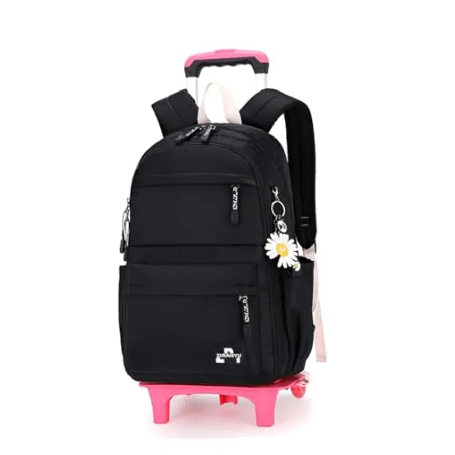 

Rolling Backpack, Backpack with Wheels, Roller Backpack for Girls Boys Travel Bag on Wheels Trolley School Bag, Black