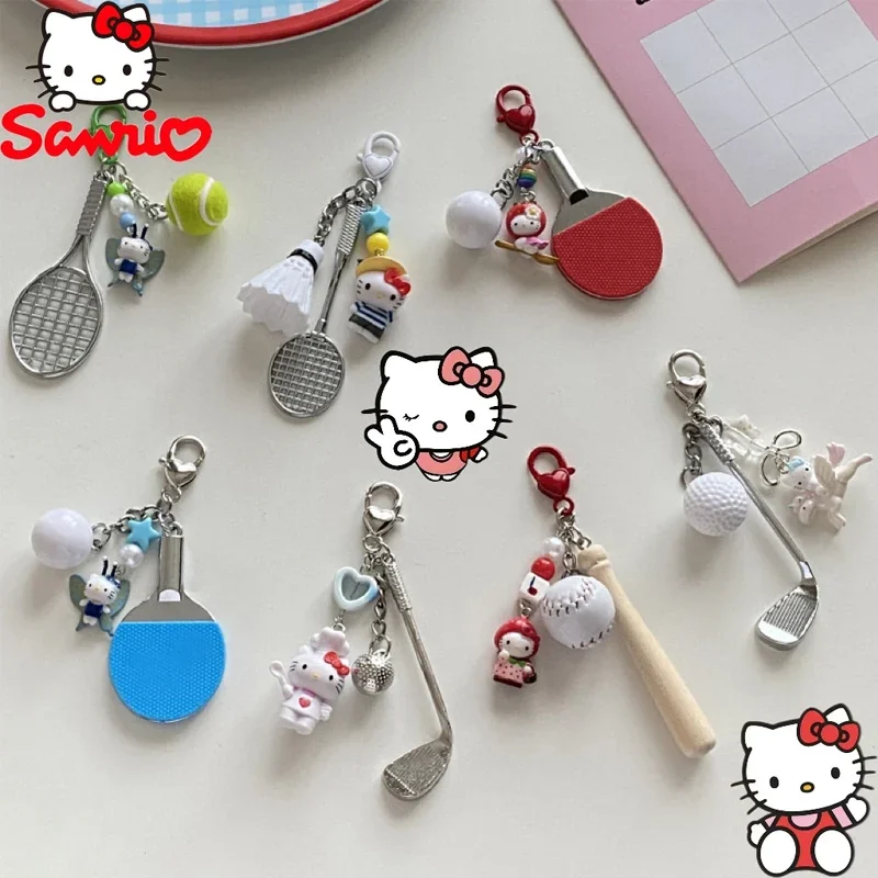 

Sanrio Hello Kitty Sports Series Keychain Cute Cartoon Badminton Paddle Golf Pendant Backpack Bag Decoration for Friends Gifts