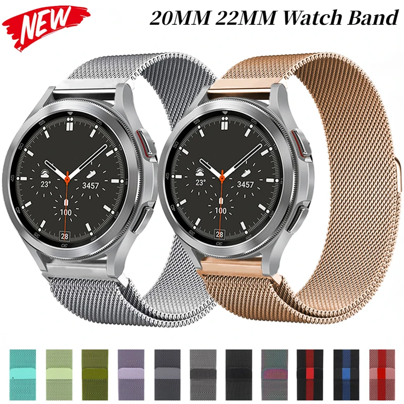 

Milanese Loop 20mm 22mm Strap For Samsung Watch 6/5/4 Active 2/Amazfit GTS 4/GTR Bracelet Correa Huawei Watch 4/3/GT3-2 Pro Band