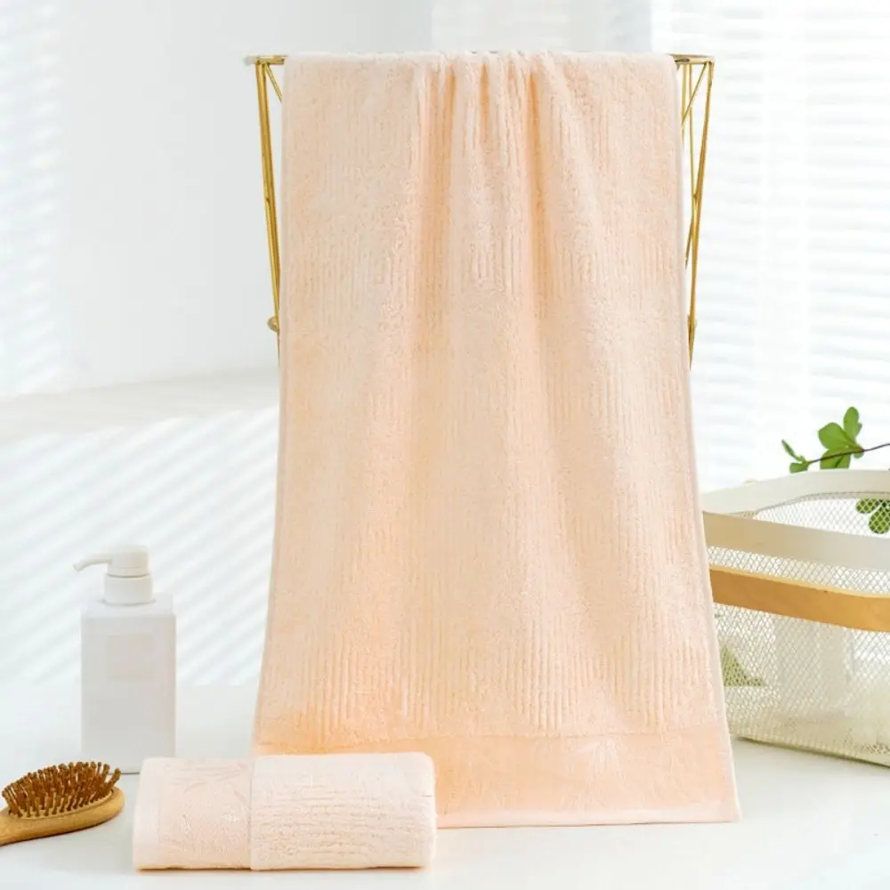 2Pcs 34x74cm Bamboo Fiber Bath Towel Bamboo Pattern Thickened Hand Towel Simple Soft Shower Towel Face Wash