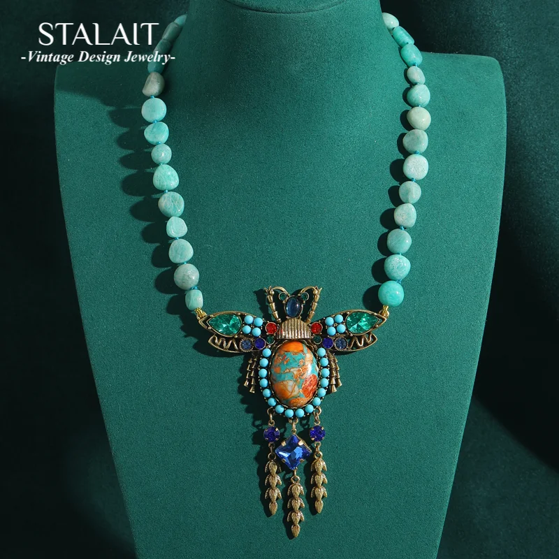 Natural Stone Chain Pendants And Charms Necklace Tassels Bead Antique Woman Vintage Beach Accessories Trends 2025 High Quality