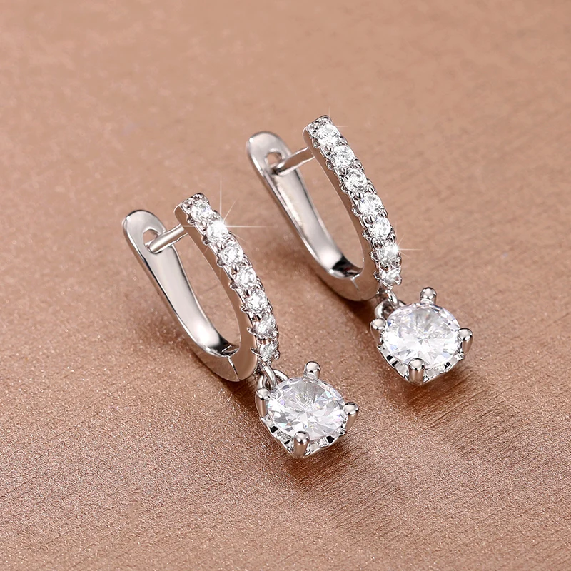 Huiatn Dainty Women's Dangle Earrings with Round CZ Charm Silver Color/Gold Color Daily Wear Chic Ear Accessories Lady Jewelry view 5