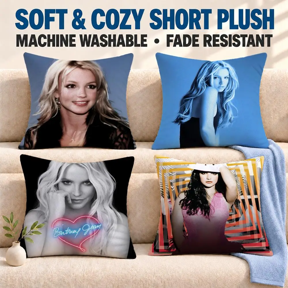music Britney Spears Cushion Cover Soft Washable Pillowcase Cushion Cover for Sofa Bed Car Travel Office Home Decor